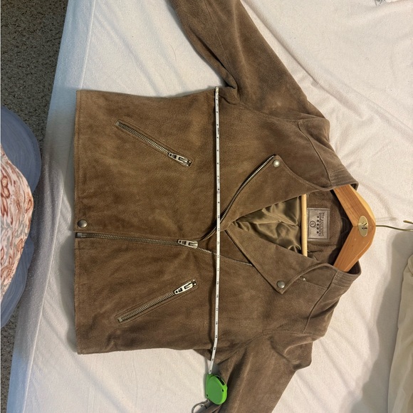 BlankNyc Soft Tan Next Level Suede Leather Biker Jacket Womens L - Picture 6 of 7